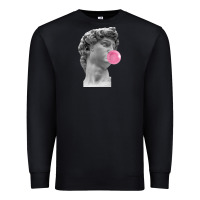 Black Vaporwave statue head with bubblegum Premium Sweatshirt - artisFamous
