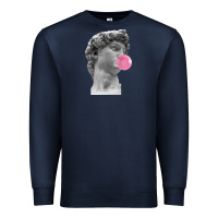 Navy Vaporwave statue head with bubblegum Premium Sweatshirt - artisFamous
