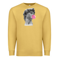 Antique Gold Vaporwave statue head with bubblegum Premium Sweatshirt - artisFamous