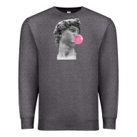 Charcoal Heather Vaporwave statue head with bubblegum Premium Sweatshirt - artisFamous