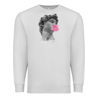 Dove Grey Vaporwave statue head with bubblegum Premium Sweatshirt - artisFamous