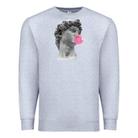Heather Grey Vaporwave statue head with bubblegum Premium Sweatshirt - artisFamous