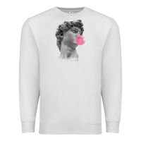 Oatmeal Heather Vaporwave statue head with bubblegum Premium Sweatshirt - artisFamous