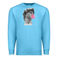 Ocean Blue Vaporwave statue head with bubblegum Premium Sweatshirt - artisFamous