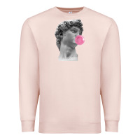 Pale Pink Vaporwave statue head with bubblegum Premium Sweatshirt - artisFamous