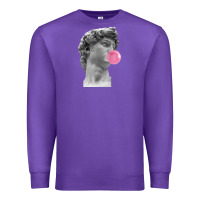 Purple Vaporwave statue head with bubblegum Premium Sweatshirt - artisFamous
