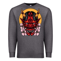Charcoal Heather demon oni mask Premium Sweatshirt - artisFamous
