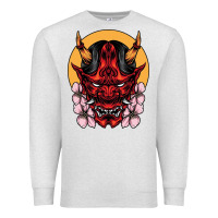 Oatmeal Heather demon oni mask Premium Sweatshirt - artisFamous