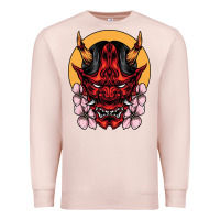 Pale Pink demon oni mask Premium Sweatshirt - artisFamous