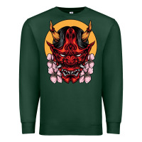 Sports Green demon oni mask Premium Sweatshirt - artisFamous