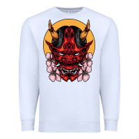 White demon oni mask Premium Sweatshirt - artisFamous
