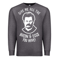 Charcoal Heather Ron tv show parks Swanson - Bacon & Eggs Premium Sweatshirt - artisFamous