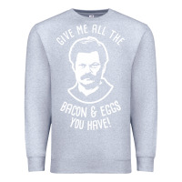 Heather Grey Ron tv show parks Swanson - Bacon & Eggs Premium Sweatshirt - artisFamous