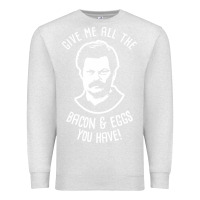 Oatmeal Heather Ron tv show parks Swanson - Bacon & Eggs Premium Sweatshirt - artisFamous