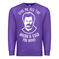 Purple Ron tv show parks Swanson - Bacon & Eggs Premium Sweatshirt - artisFamous