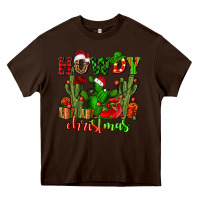 Chocolate Brown howdy christmas with cactusses Heavy Core Tee - CowGirlArtShop