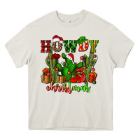 Cream howdy christmas with cactusses Heavy Core Tee - CowGirlArtShop