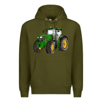 Army Green western farm tractor Premium Hoodie - Artiststas