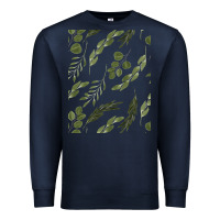 Navy Watercolor Eucalyptus Pattern Premium Sweatshirt - artisFamous