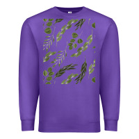 Purple Watercolor Eucalyptus Pattern Premium Sweatshirt - artisFamous