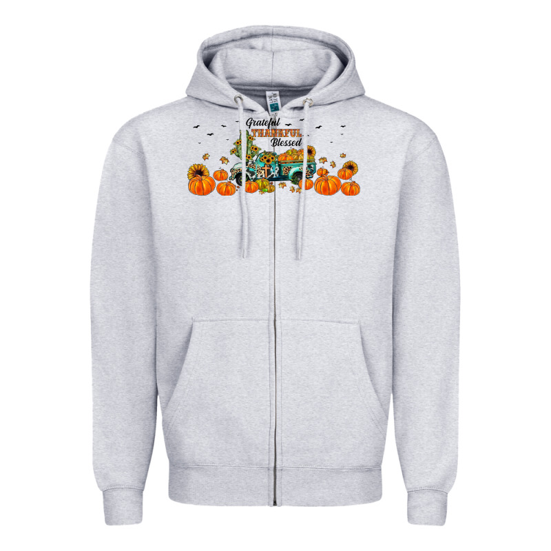 Grateful Thankful Blessed Zipper Hoodie by JahusDesignShop | Teevron