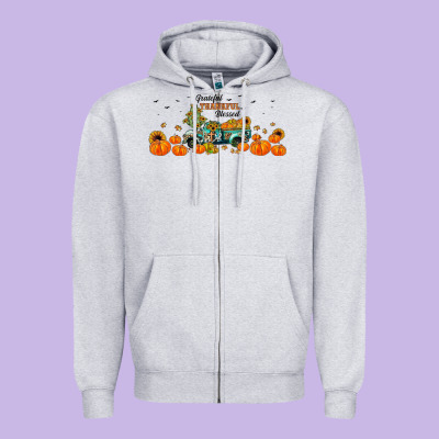 Grateful Thankful Blessed Zipper Hoodie Designed By Jahusdesignshop