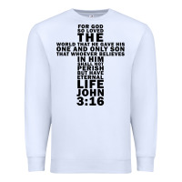 White John 3:16 Bible Verse Cool Christian Church Shirts Christianity Premium Sweatshirt - artisFamous