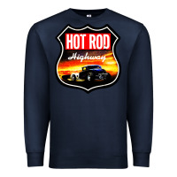 Navy HOT ROD GARAGE CAR Premium Sweatshirt - artisFamous