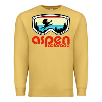 Antique Gold aspen colorado ski mountain skiing retro vacation Premium Sweatshirt - artisFamous