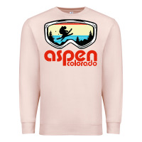 Pale Pink aspen colorado ski mountain skiing retro vacation Premium Sweatshirt - artisFamous
