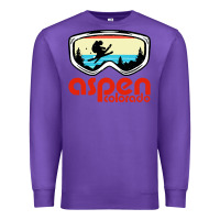 Purple aspen colorado ski mountain skiing retro vacation Premium Sweatshirt - artisFamous