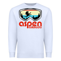 White aspen colorado ski mountain skiing retro vacation Premium Sweatshirt - artisFamous
