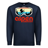 Navy aspen colorado ski mountain skiing retro vacation Premium Sweatshirt - artisFamous