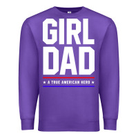 Purple Girl Dad A True American Hero - Fathers Day Gift Premium Sweatshirt - artisFamous