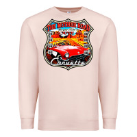 Pale Pink CLASSIC CARS ROUTE 66 Premium Sweatshirt - artisFamous