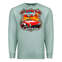 Seafoam CLASSIC CARS ROUTE 66 Premium Sweatshirt - artisFamous