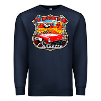 Navy CLASSIC CARS ROUTE 66 Premium Sweatshirt - artisFamous