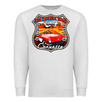 Oatmeal Heather CLASSIC CARS ROUTE 66 Premium Sweatshirt - artisFamous