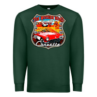 Sports Green CLASSIC CARS ROUTE 66 Premium Sweatshirt - artisFamous