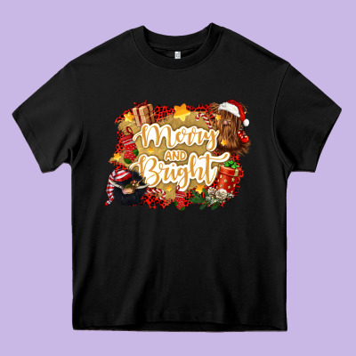 Merry And Bright Heavy Core Tee Designed By Cowgirlartshop