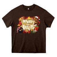 Chocolate Brown merry and bright Heavy Core Tee - CowGirlArtShop