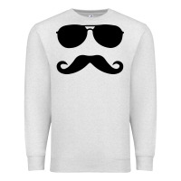 Oatmeal Heather moustache and sunglasses Premium Sweatshirt - artisFamous
