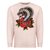 Pale Pink the king cobra snake and rose Premium Sweatshirt - artisFamous