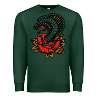 Sports Green the king cobra snake and rose Premium Sweatshirt - artisFamous