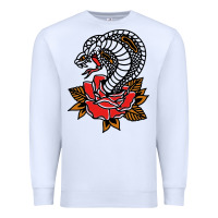 White the king cobra snake and rose Premium Sweatshirt - artisFamous