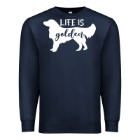 Navy golden retriever - life is golden white Premium Sweatshirt - artisFamous