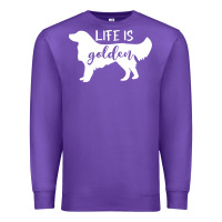 Purple golden retriever - life is golden white Premium Sweatshirt - artisFamous