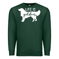 Sports Green golden retriever - life is golden white Premium Sweatshirt - artisFamous