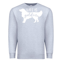 Heather Grey golden retriever - life is golden white Premium Sweatshirt - artisFamous