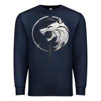 Navy Witcher Wolf Premium Sweatshirt - artisFamous